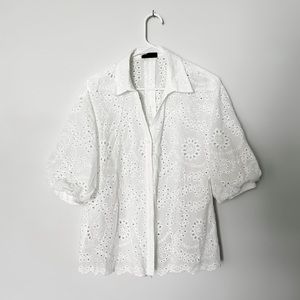 Ziva Cotton Eyelet Puff Sleeve Blouse - VICI